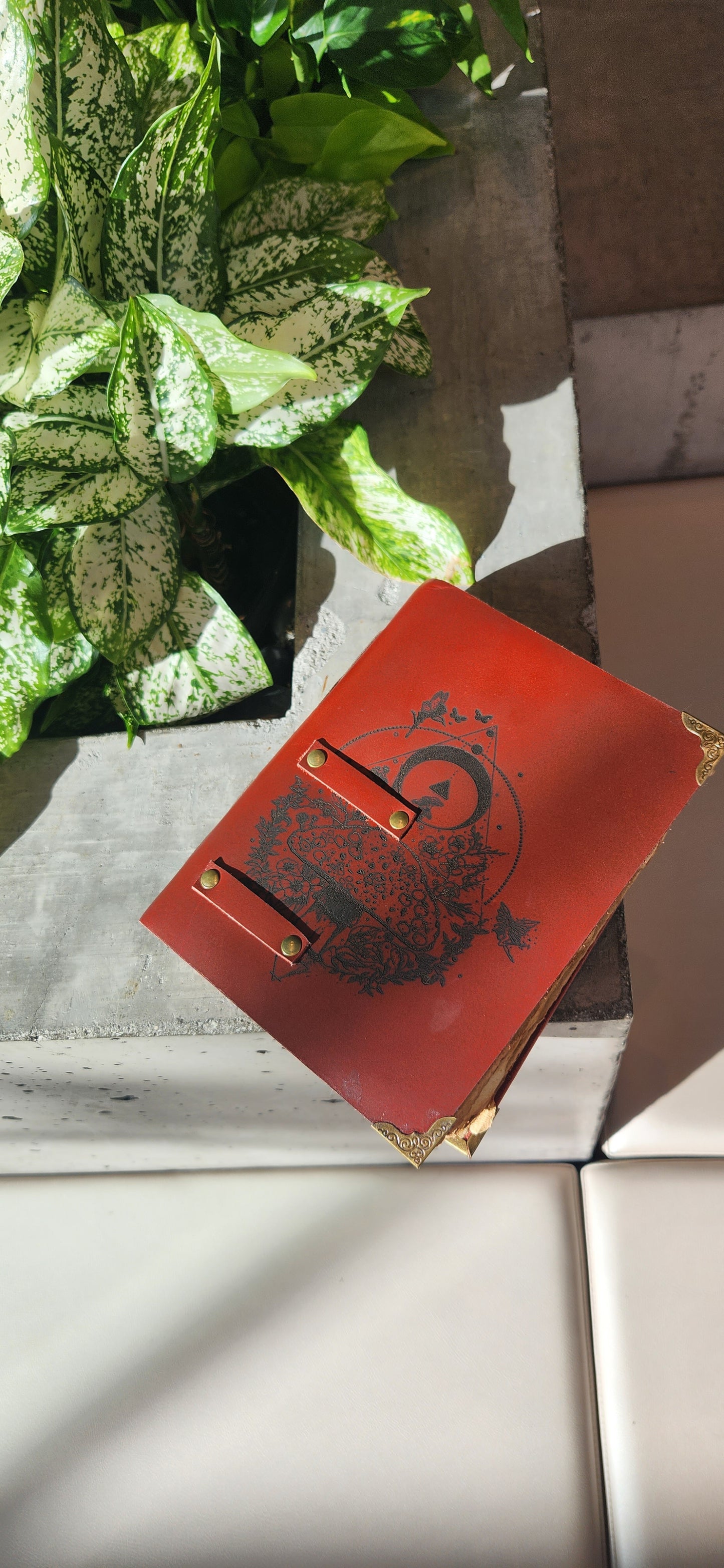 Mushroom Glory Antique leather Journal sketchbook