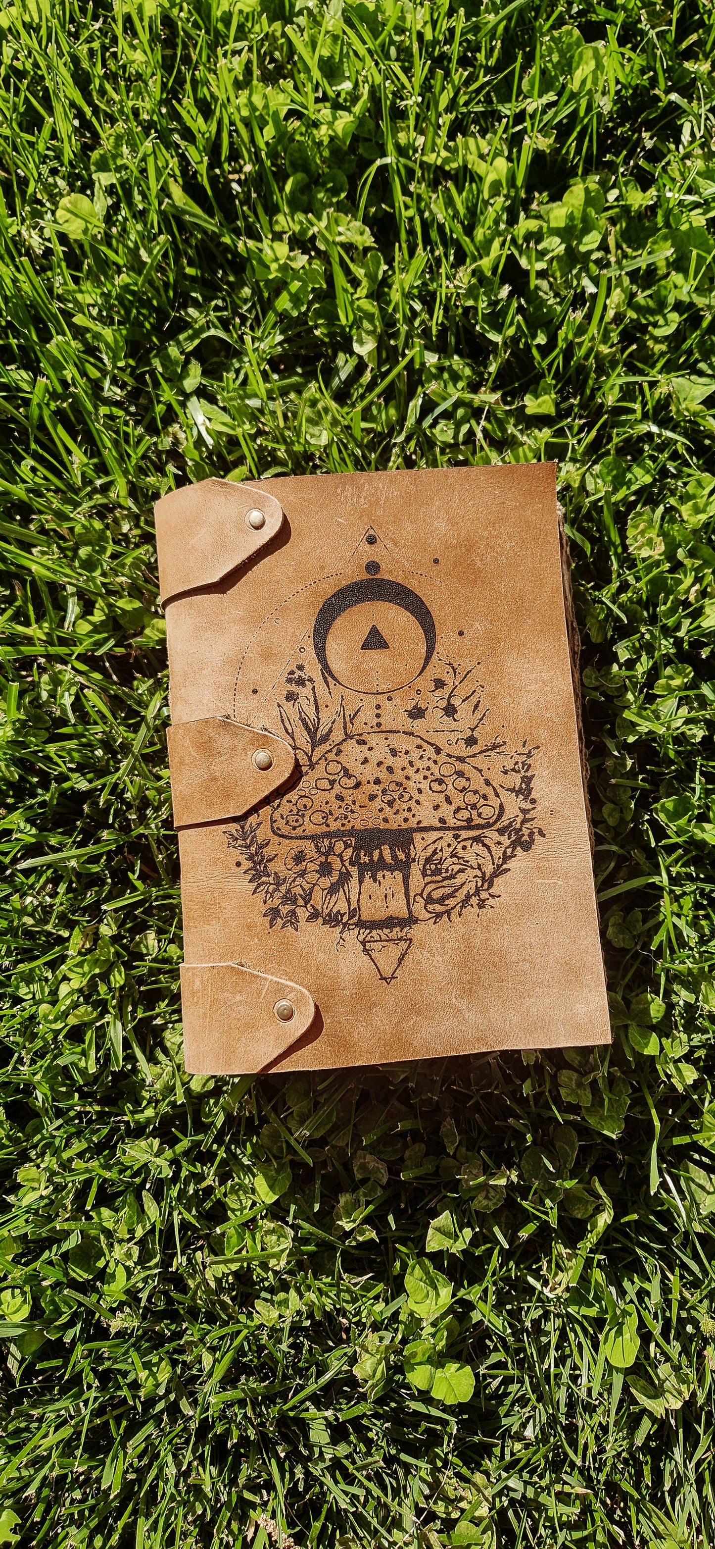 Mushroom Glory Antique leather Journal sketchbook
