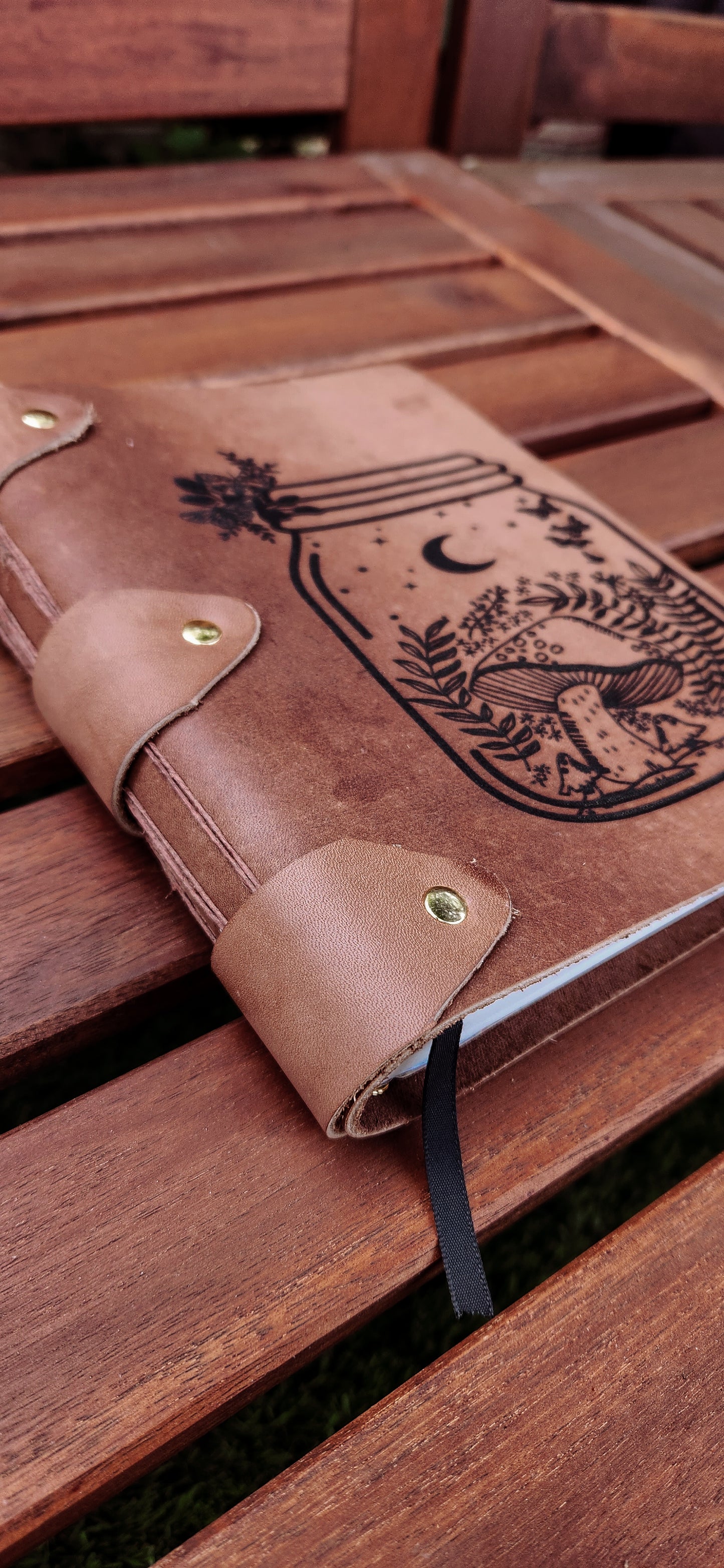 Mushroom bottle leather journal & sketchbook