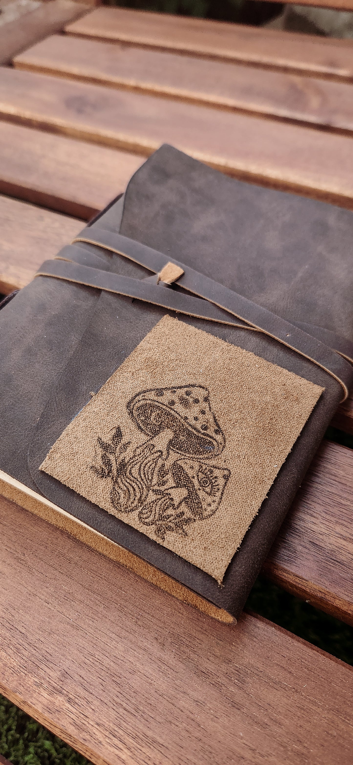 The mushroom Patch leather journal