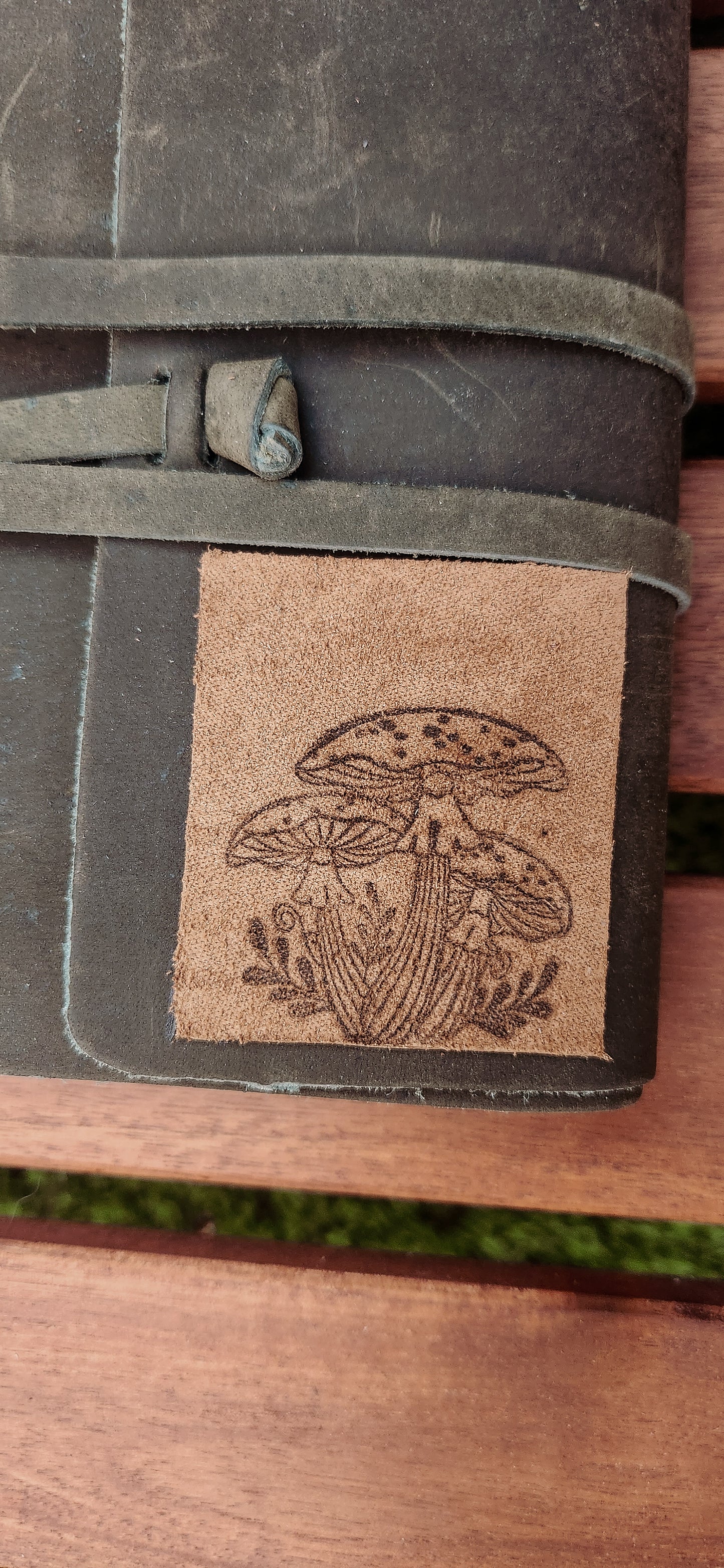 The mushroom Patch leather journal