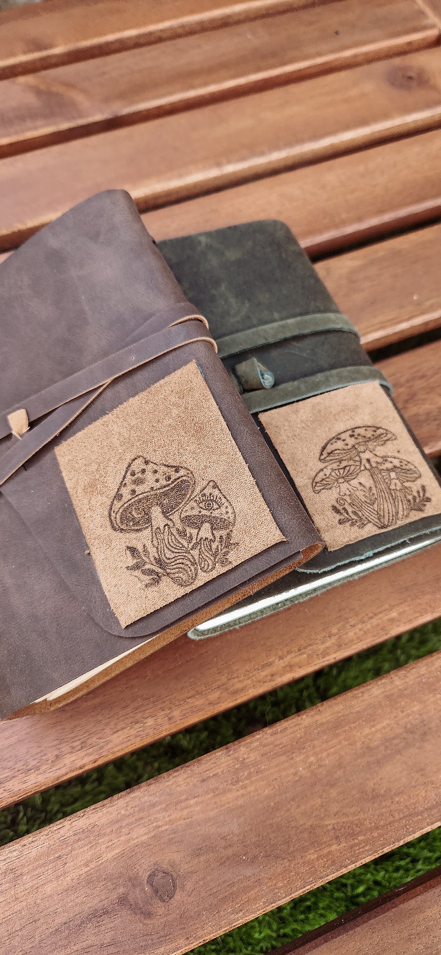 The mushroom Patch leather journal