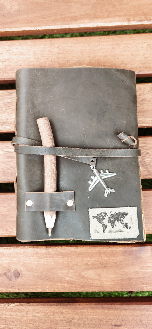The World Map Patch Leather journal & sketchbook