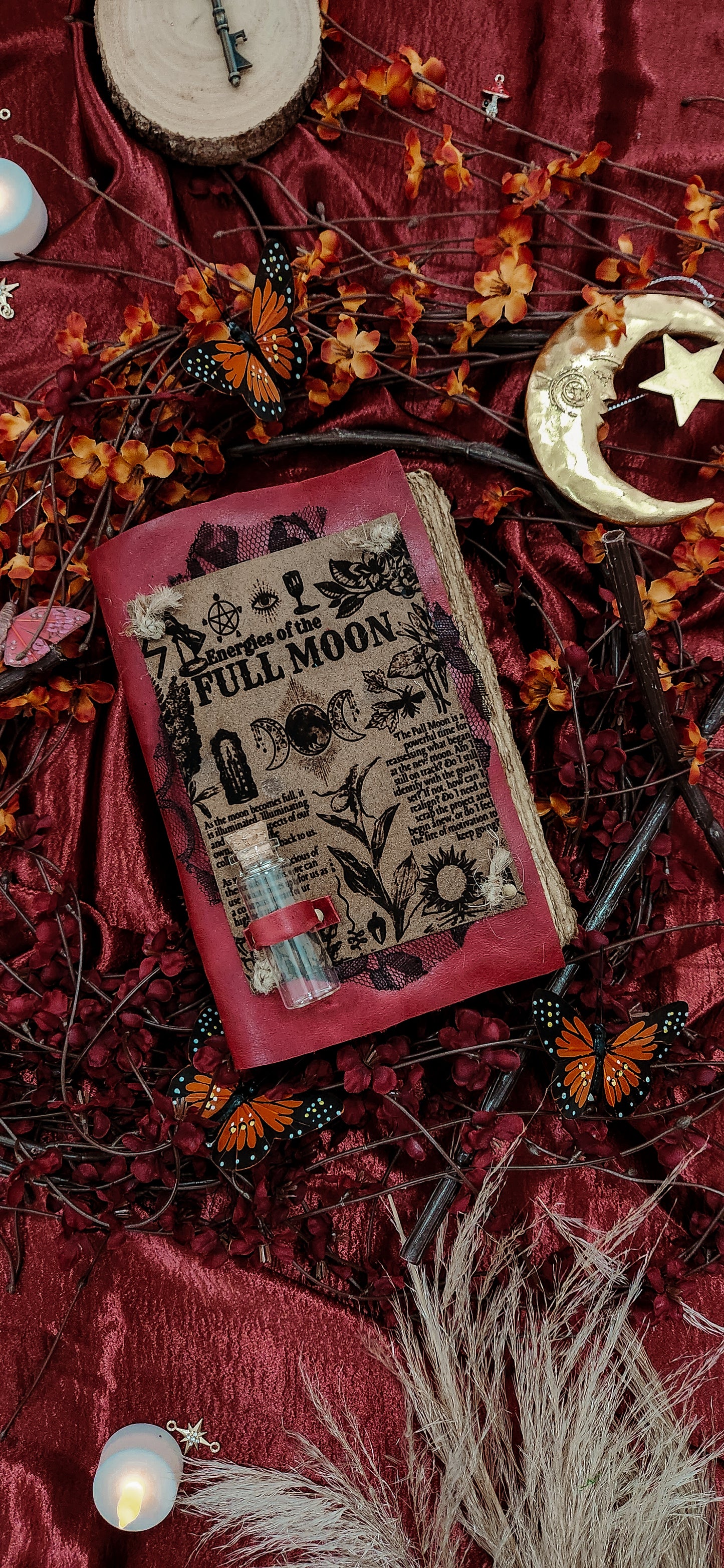 Red Full Moon leather journal & sketchbook