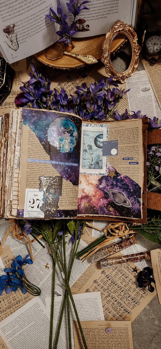 Journaling Mystery Bags: leather journal stickers