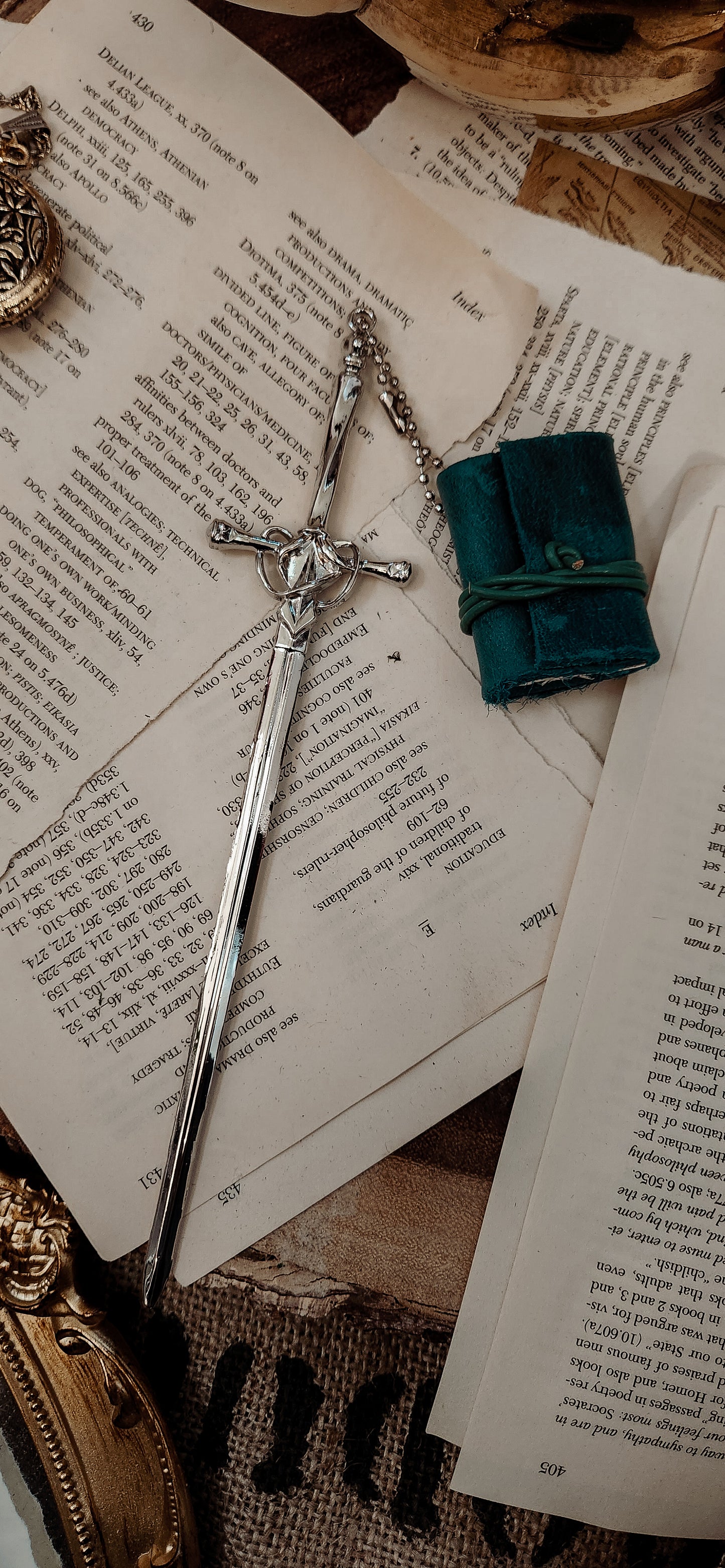 Sword bookmark leather journal