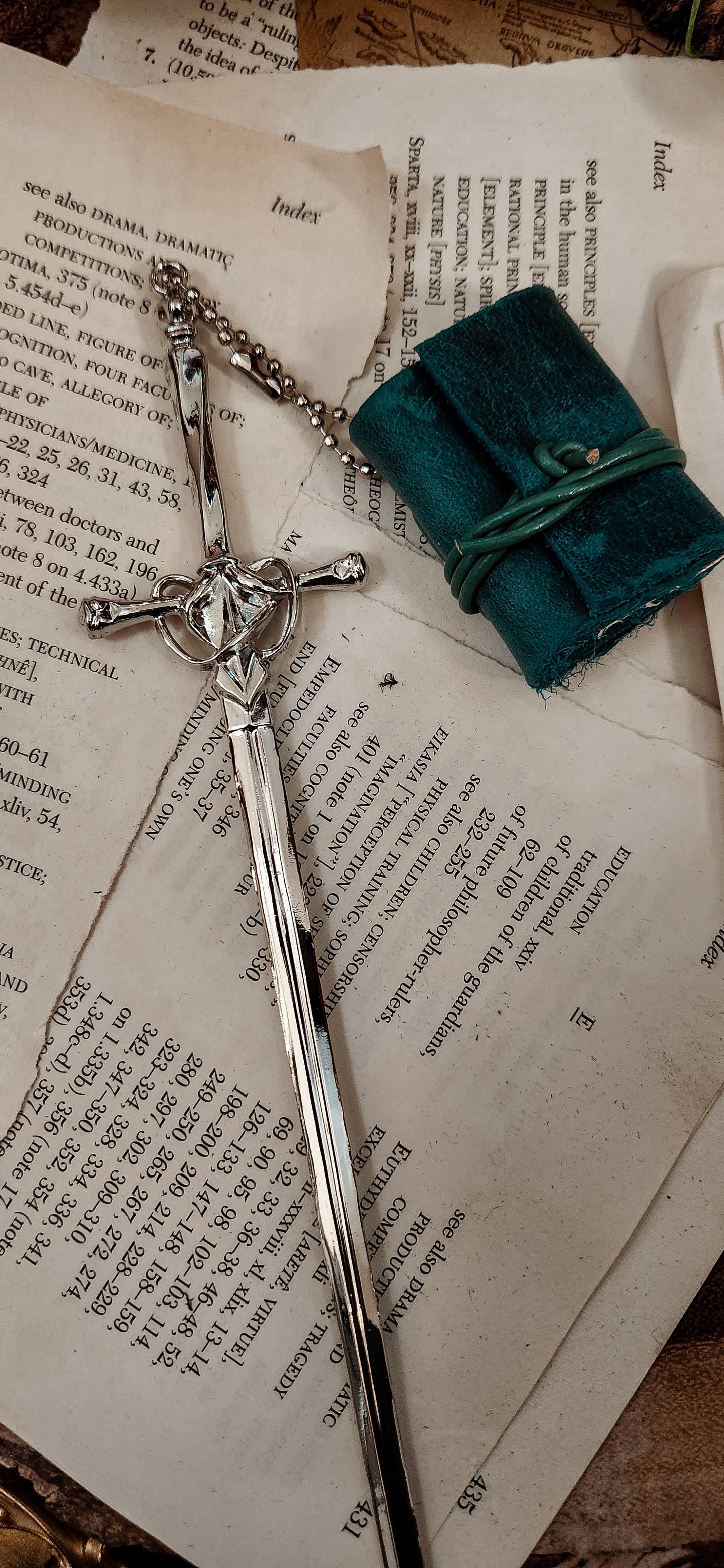 Sword bookmark leather journal