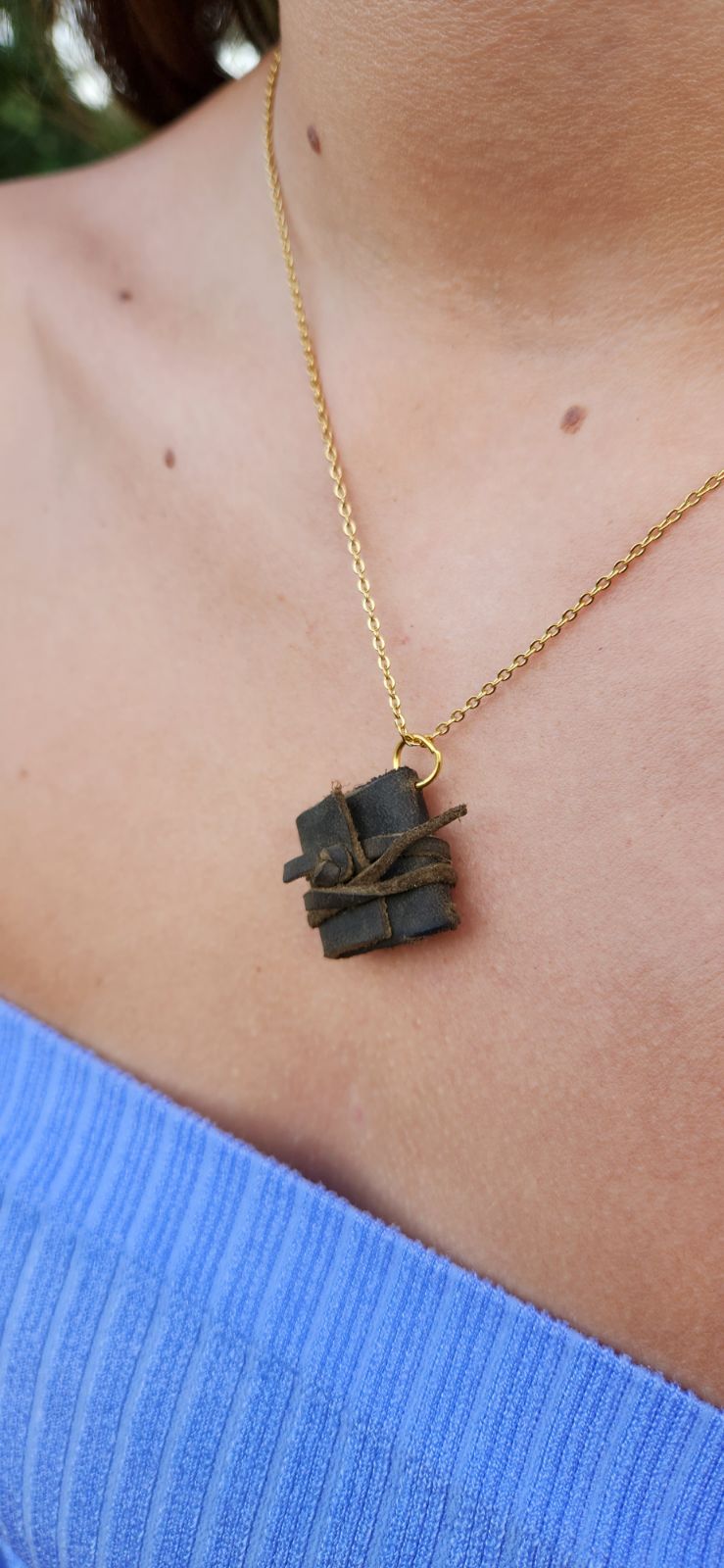 Mini leather Journal necklace