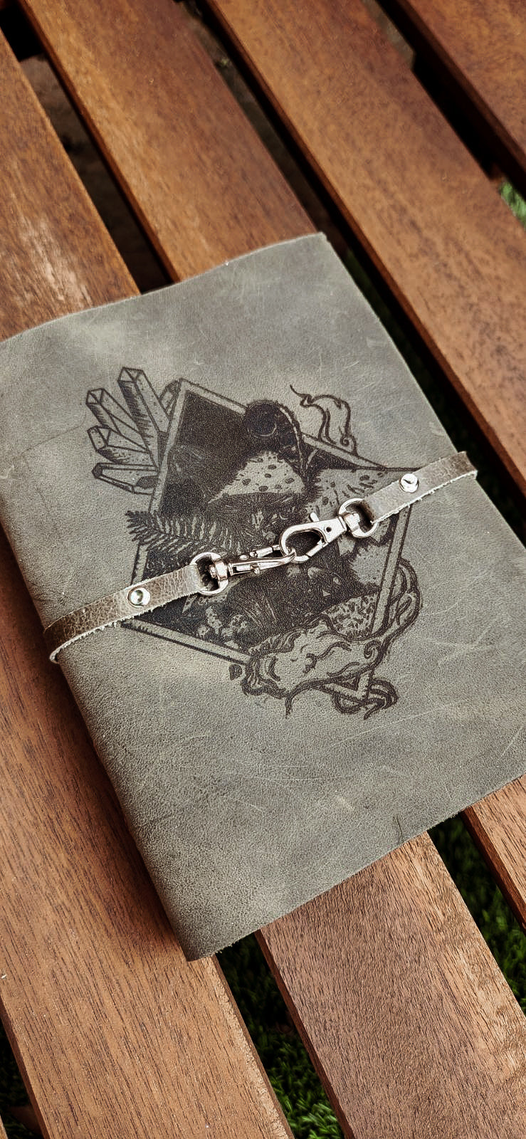 Mushroom diamond leather journal & sketchbook