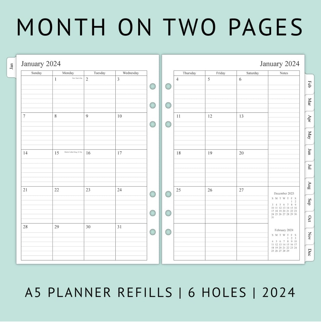 A5 2024 Planner: Book of Plans Refillable