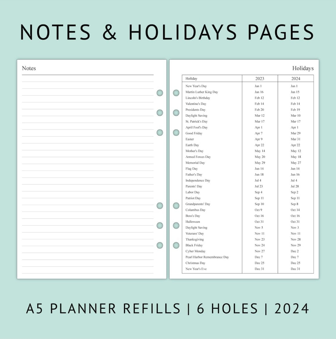 A5 2024 Planner: Book of Plans Refillable