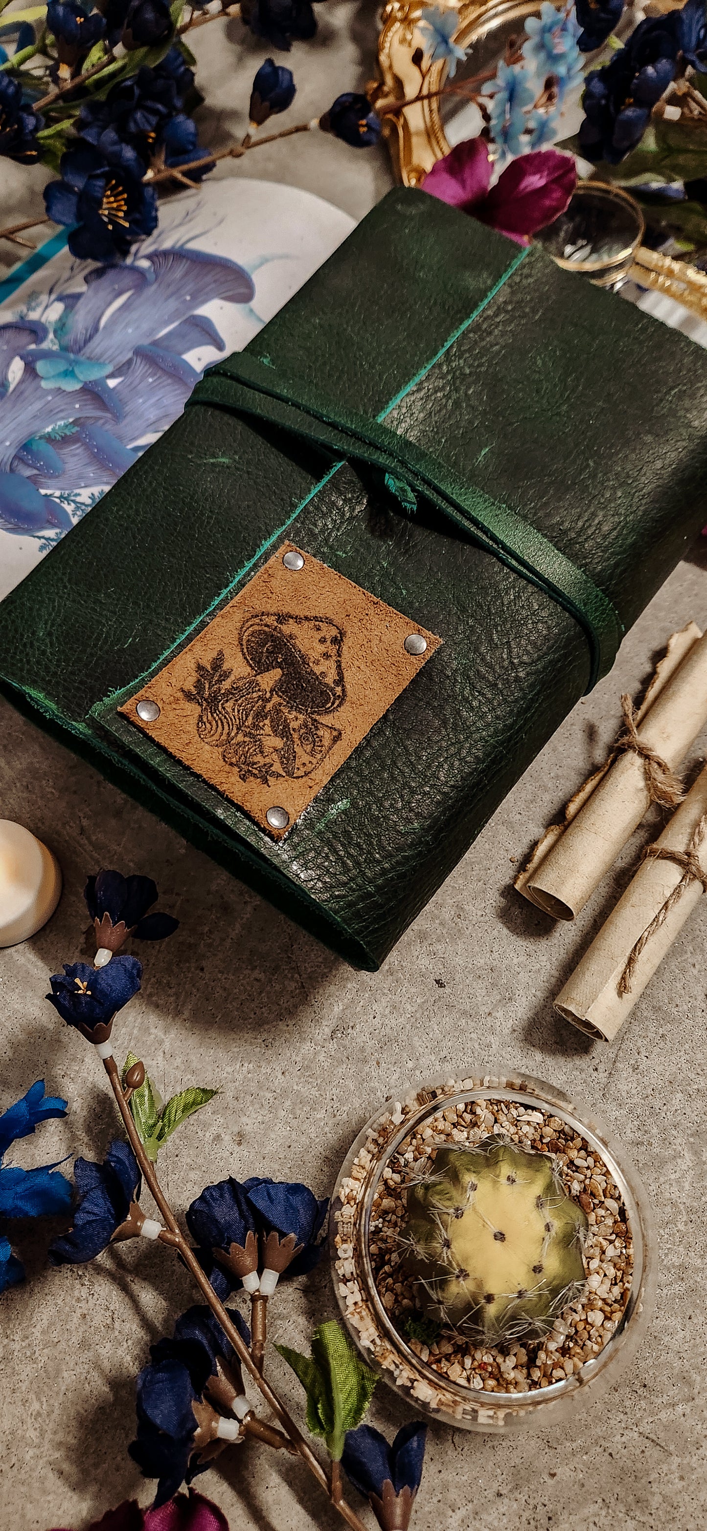 The mushroom Patch leather journal