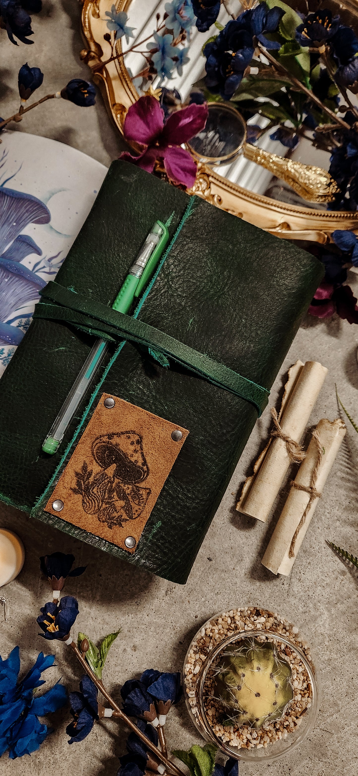The mushroom Patch leather journal