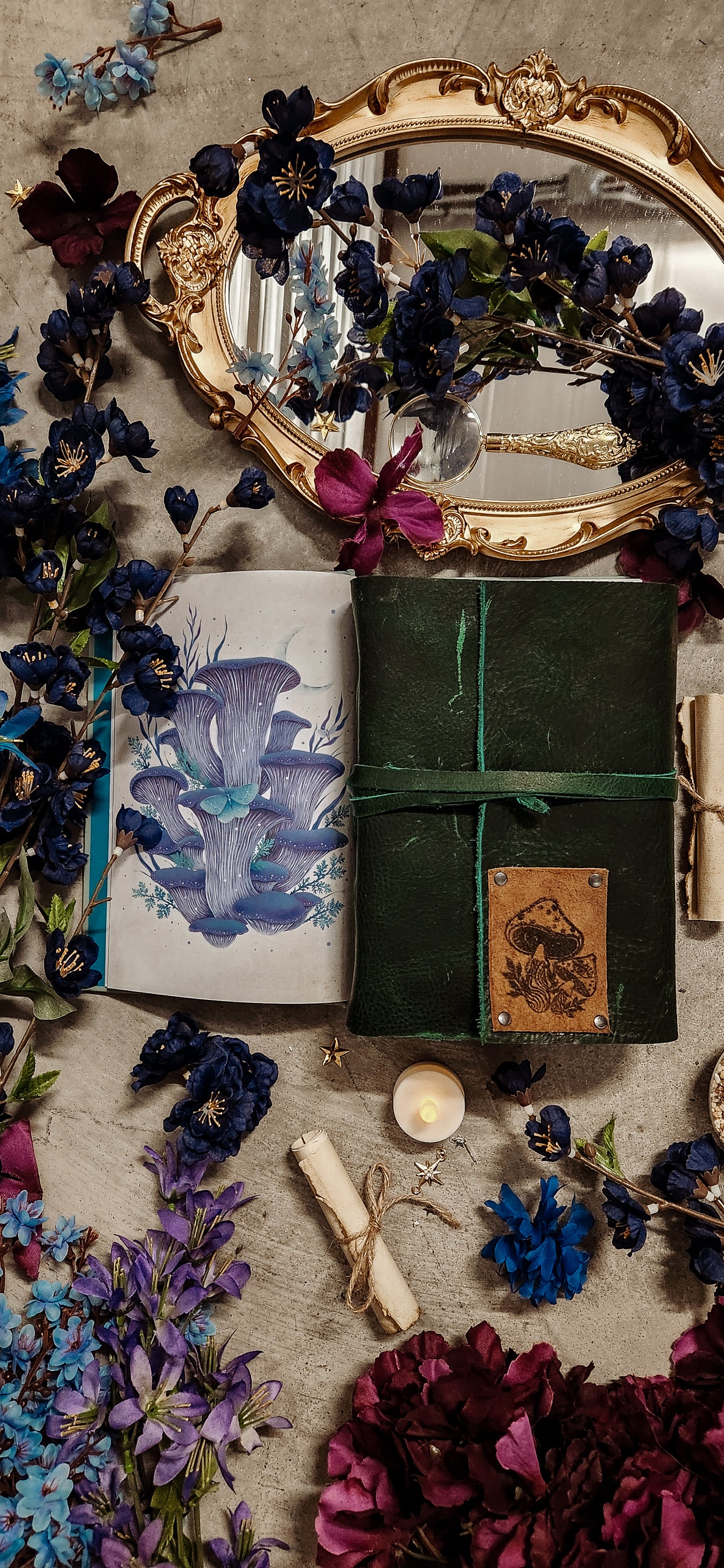 The mushroom Patch leather journal