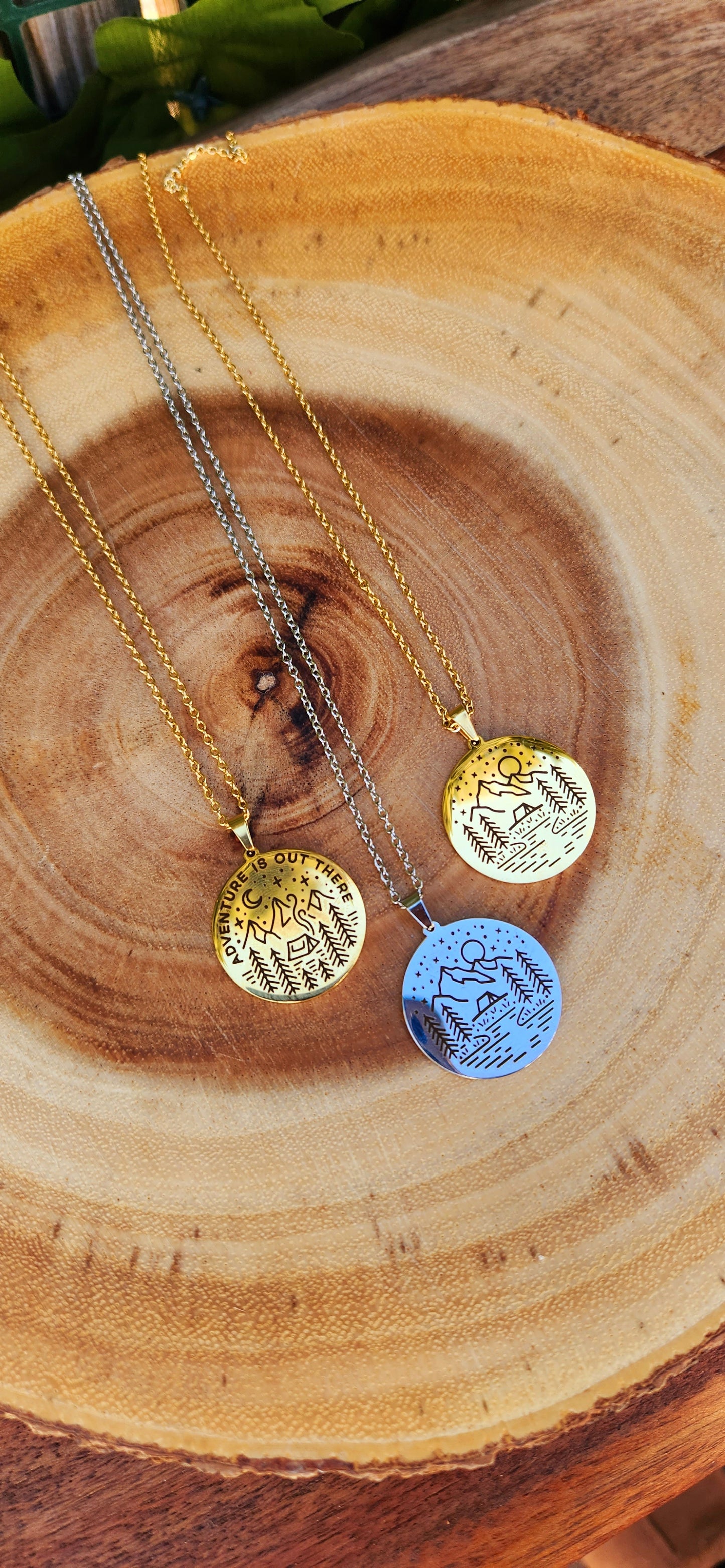 Camp site silver necklace