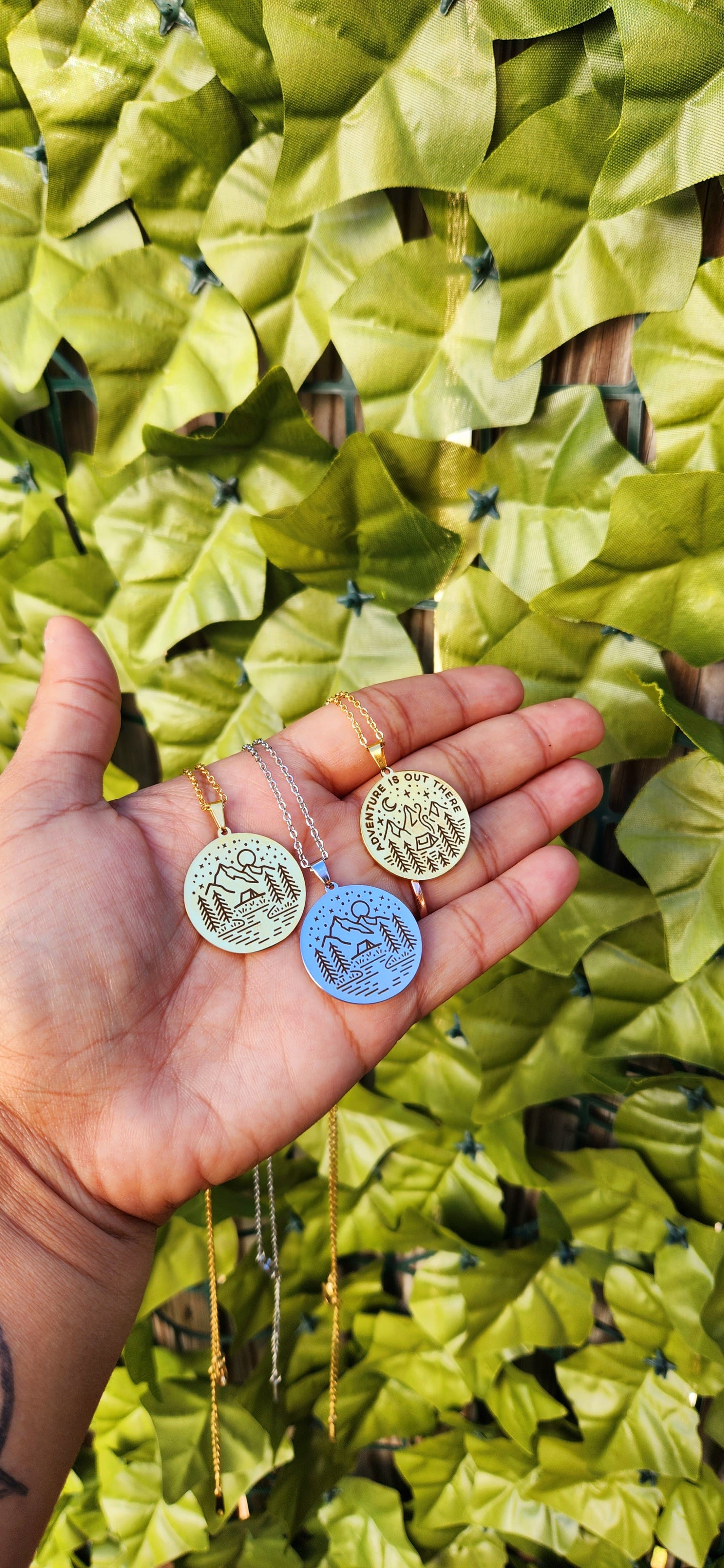 Camp site silver necklace