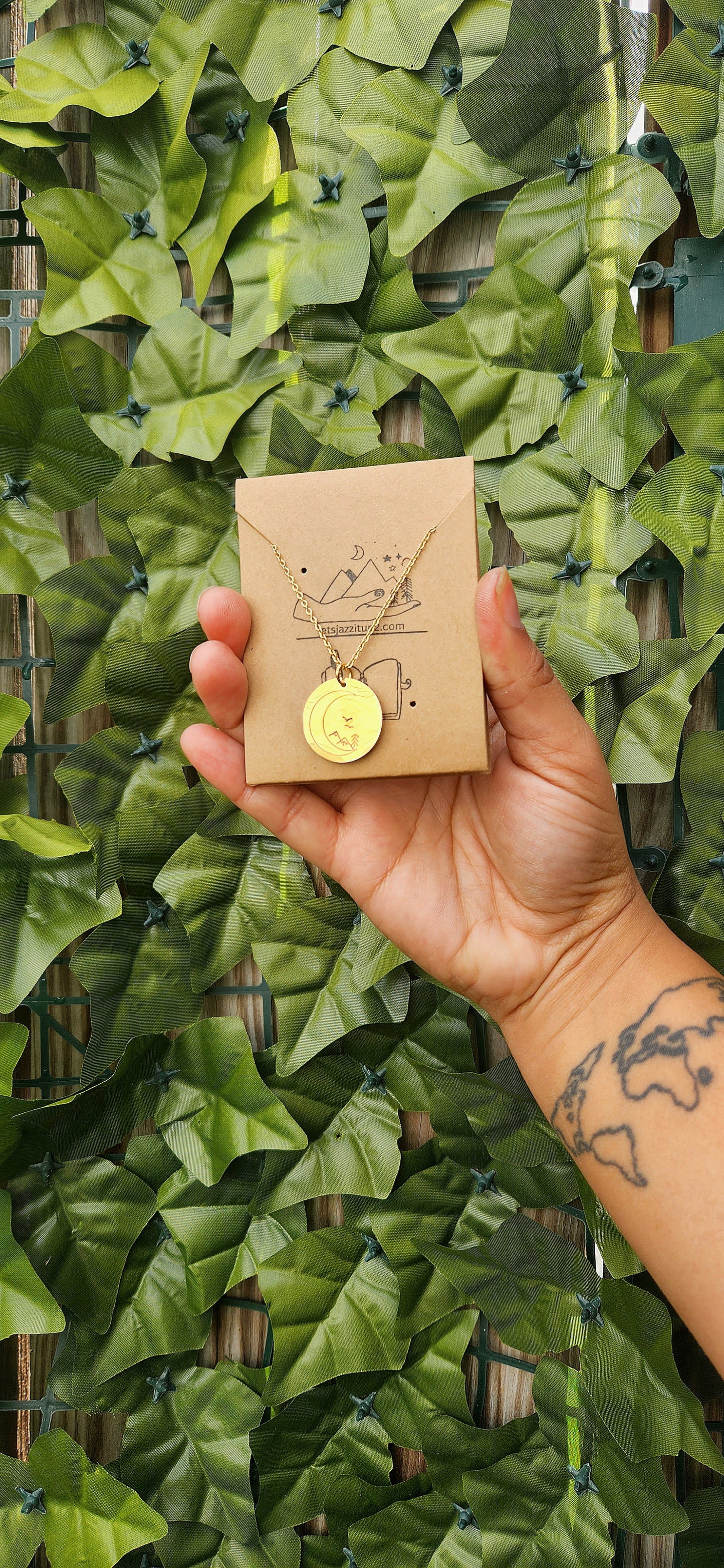 Mountains in the moon round necklace