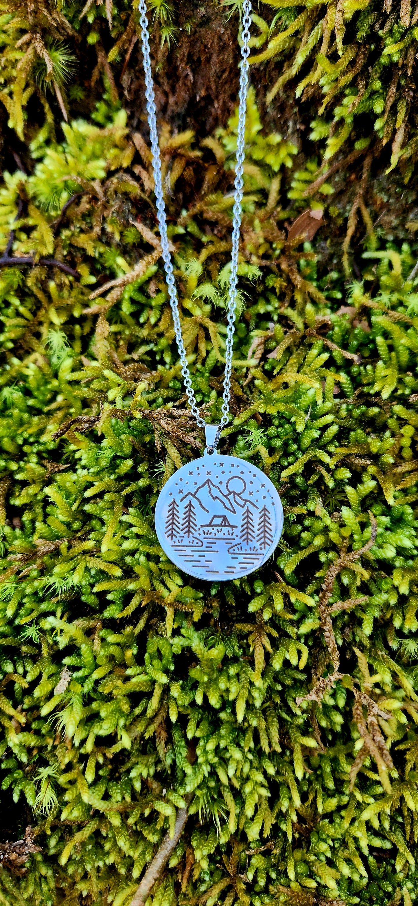 Camp site silver necklace