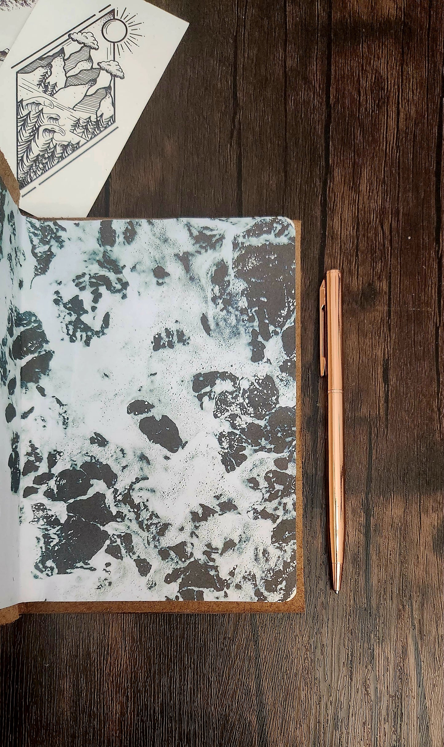 Ocean & mountains leather sketchbook journal