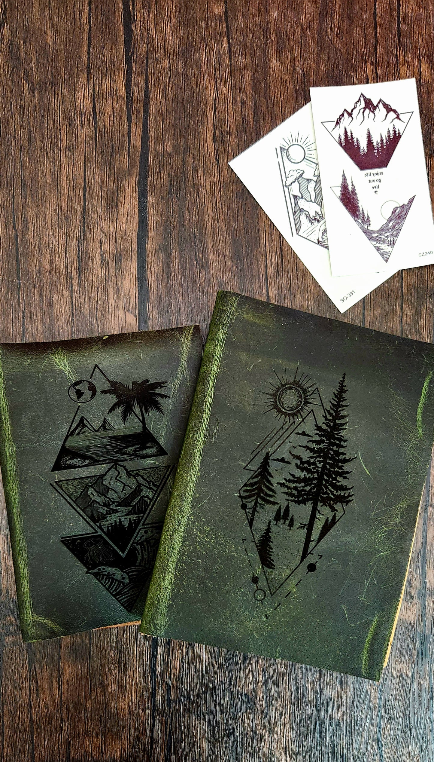 Ocean & mountains leather sketchbook journal