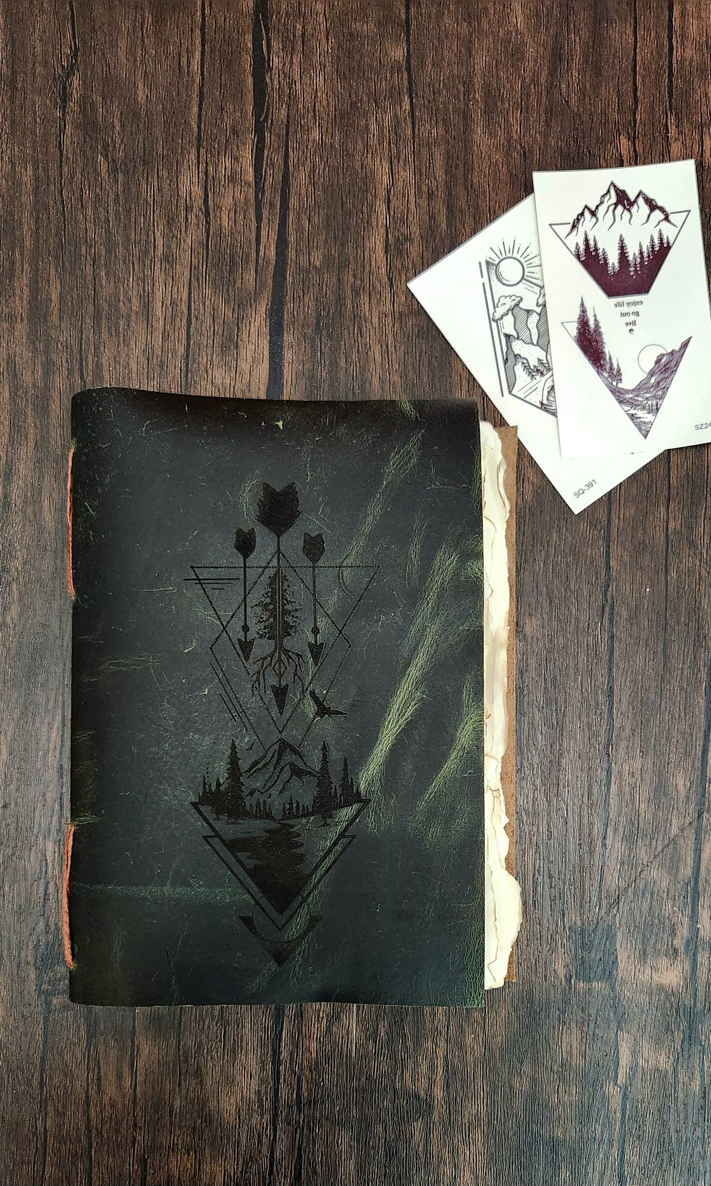 Antiqued leather sketchbook journal