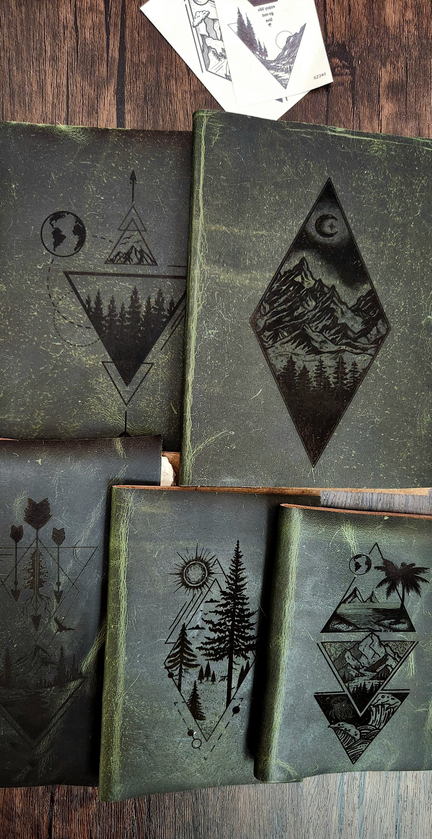 Ocean & mountains leather sketchbook journal