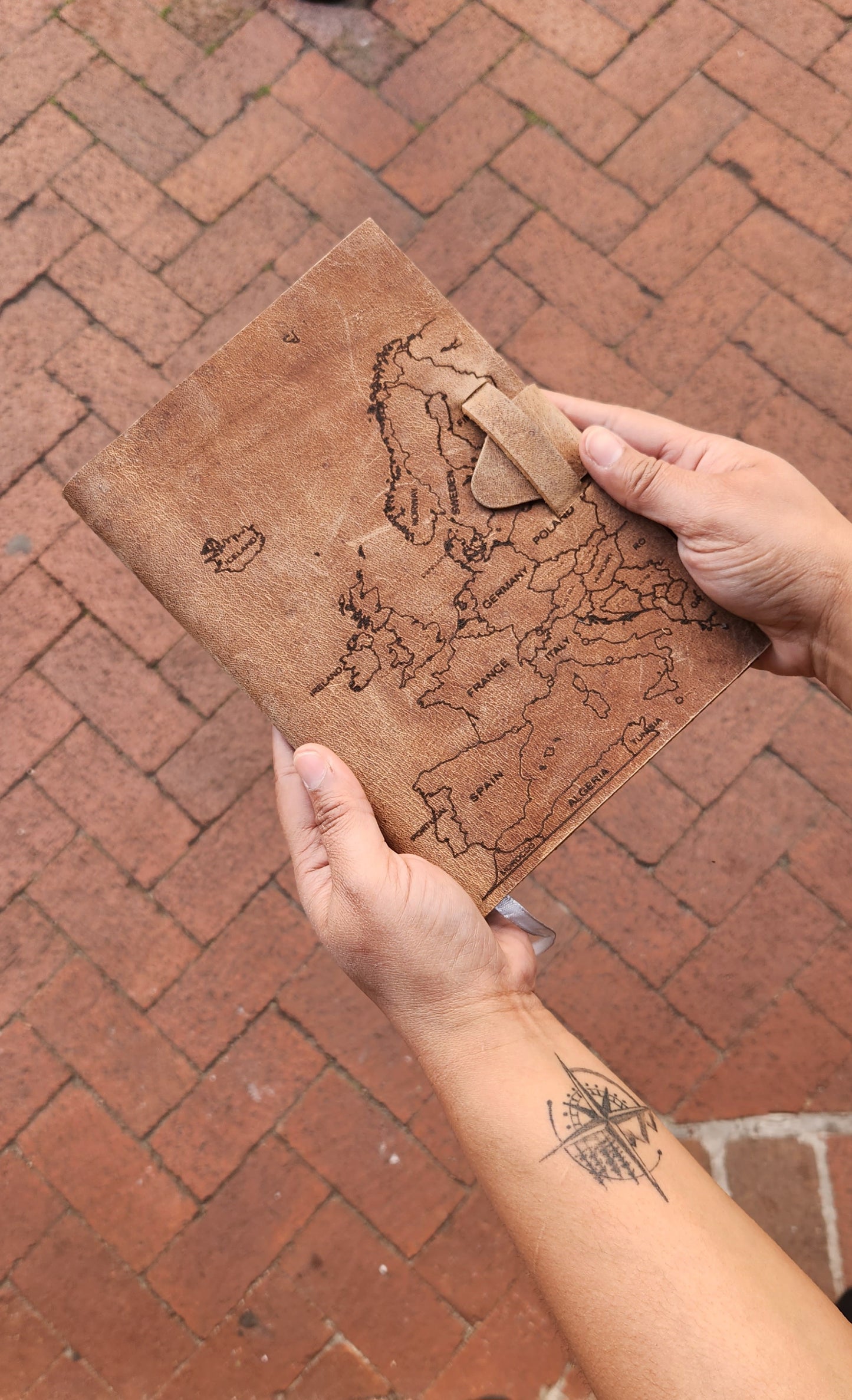 European map leather journal & Sketchbook