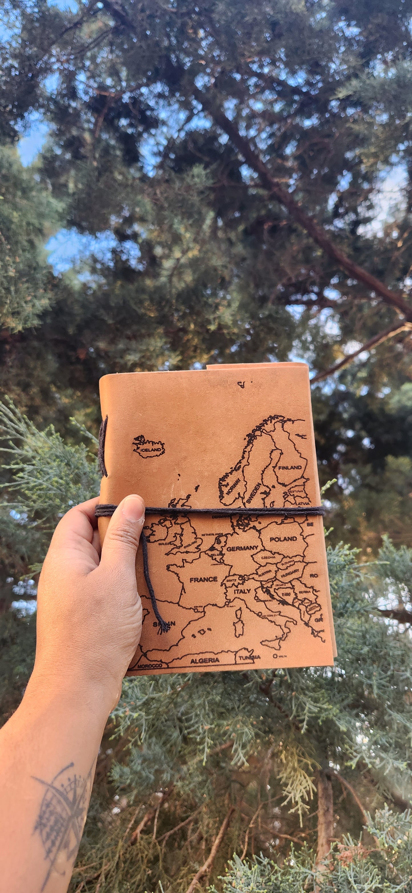 European map leather journal & Sketchbook