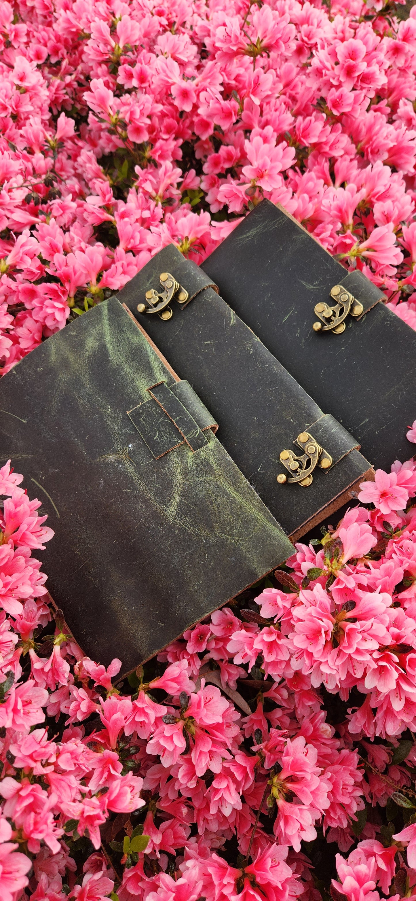 Custom green leather journal & Sketchbook