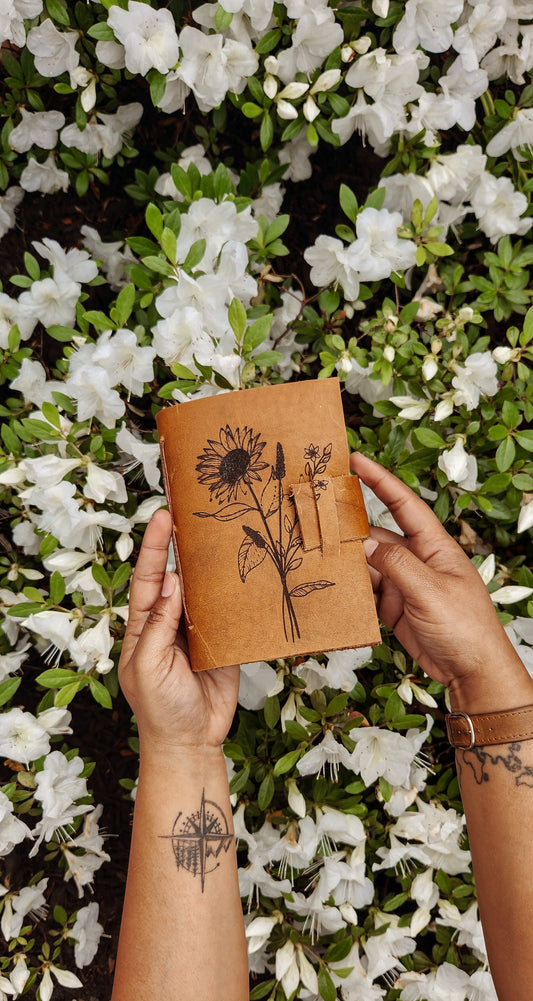 Spring Flower Leather journal sketchbook