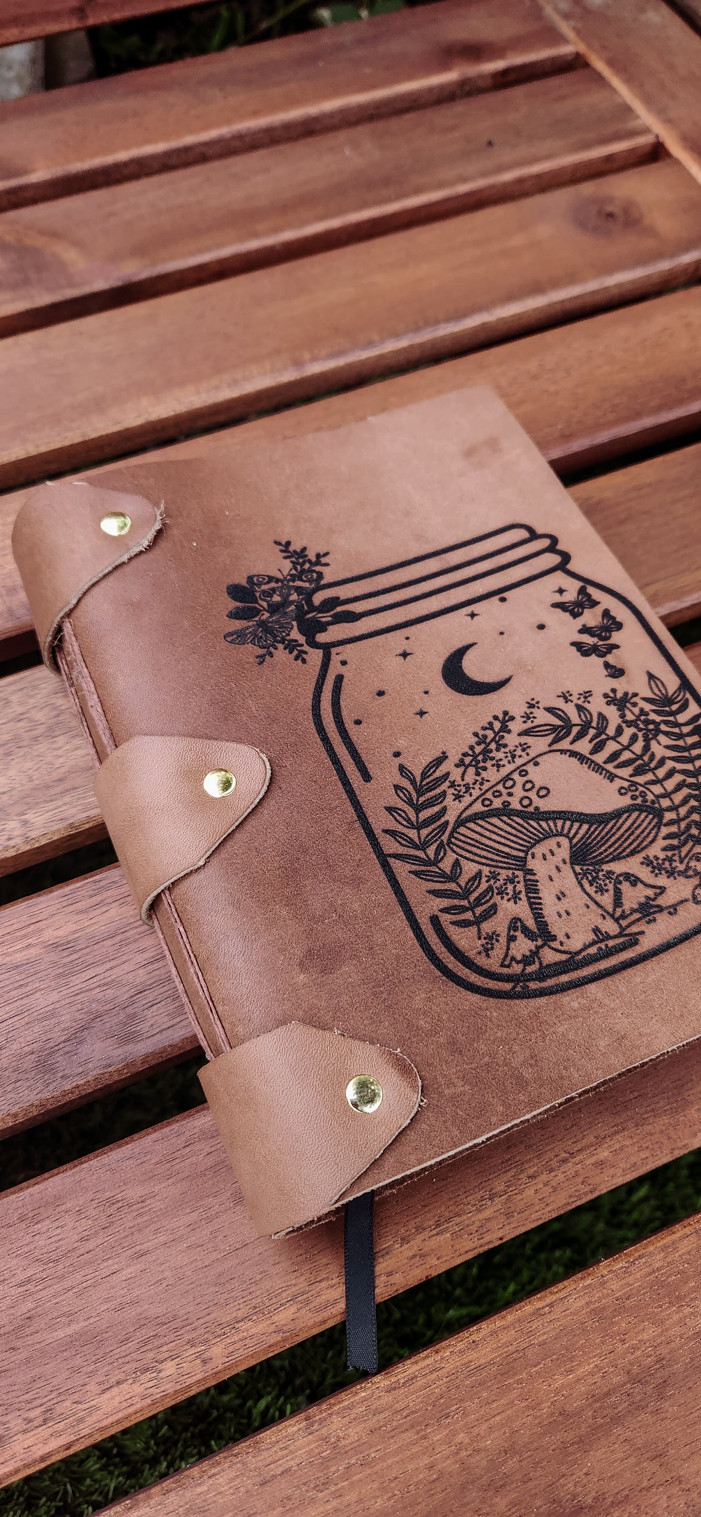 Mushroom bottle leather journal & sketchbook