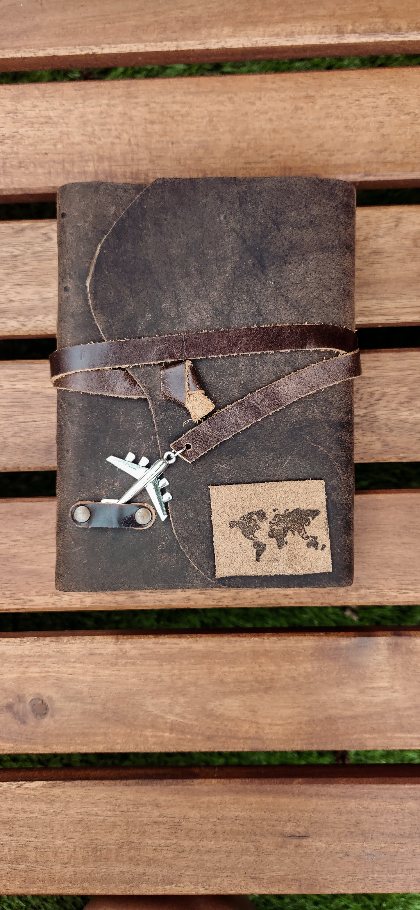 The world map patch leather journal