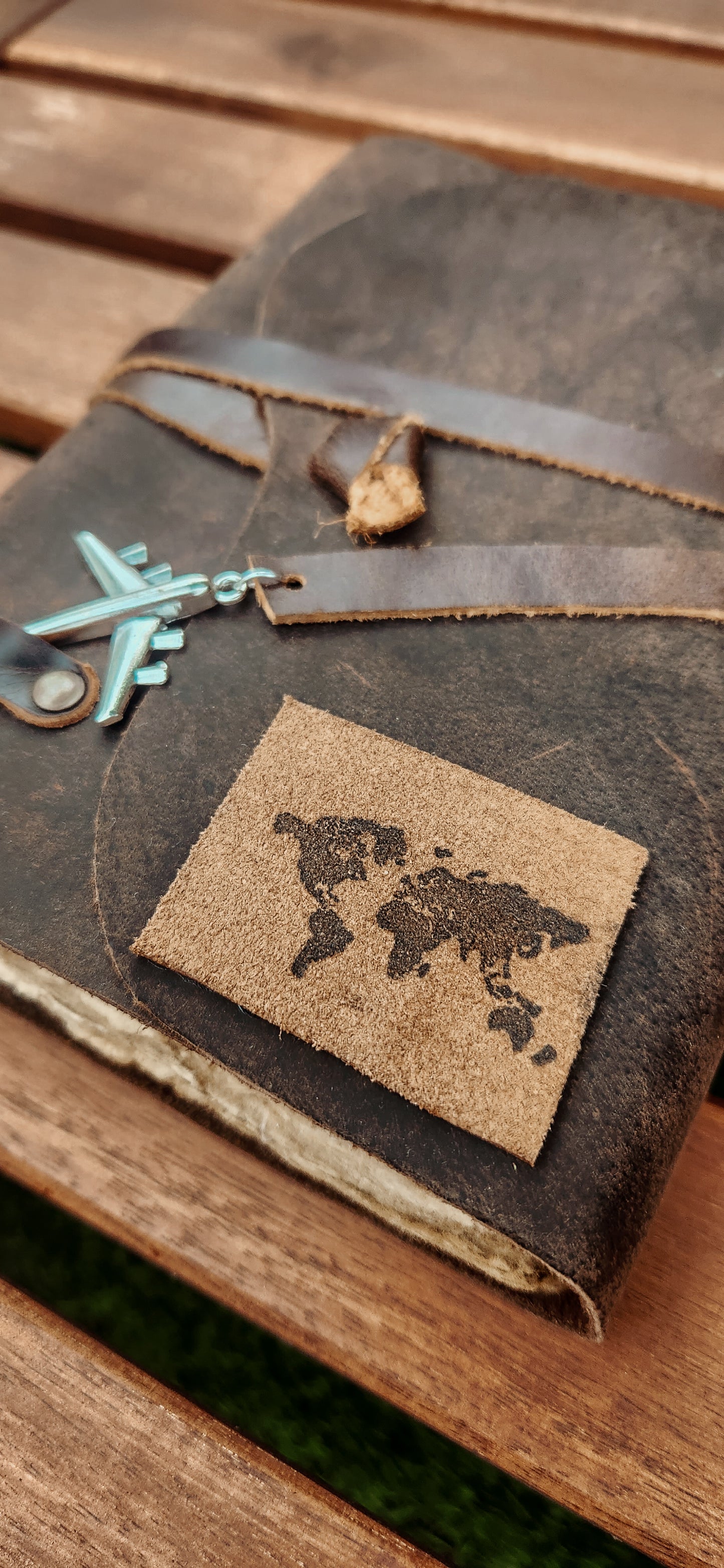 The world map patch leather journal