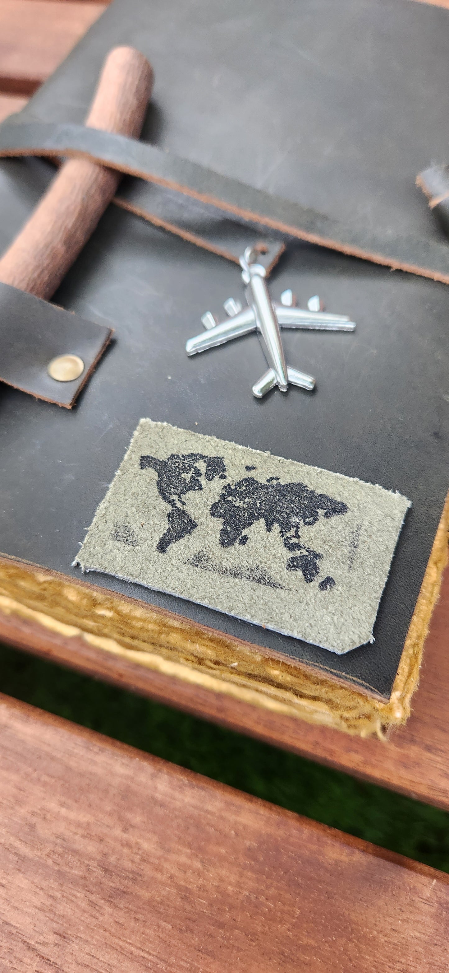 The World Map Patch Leather journal & sketchbook