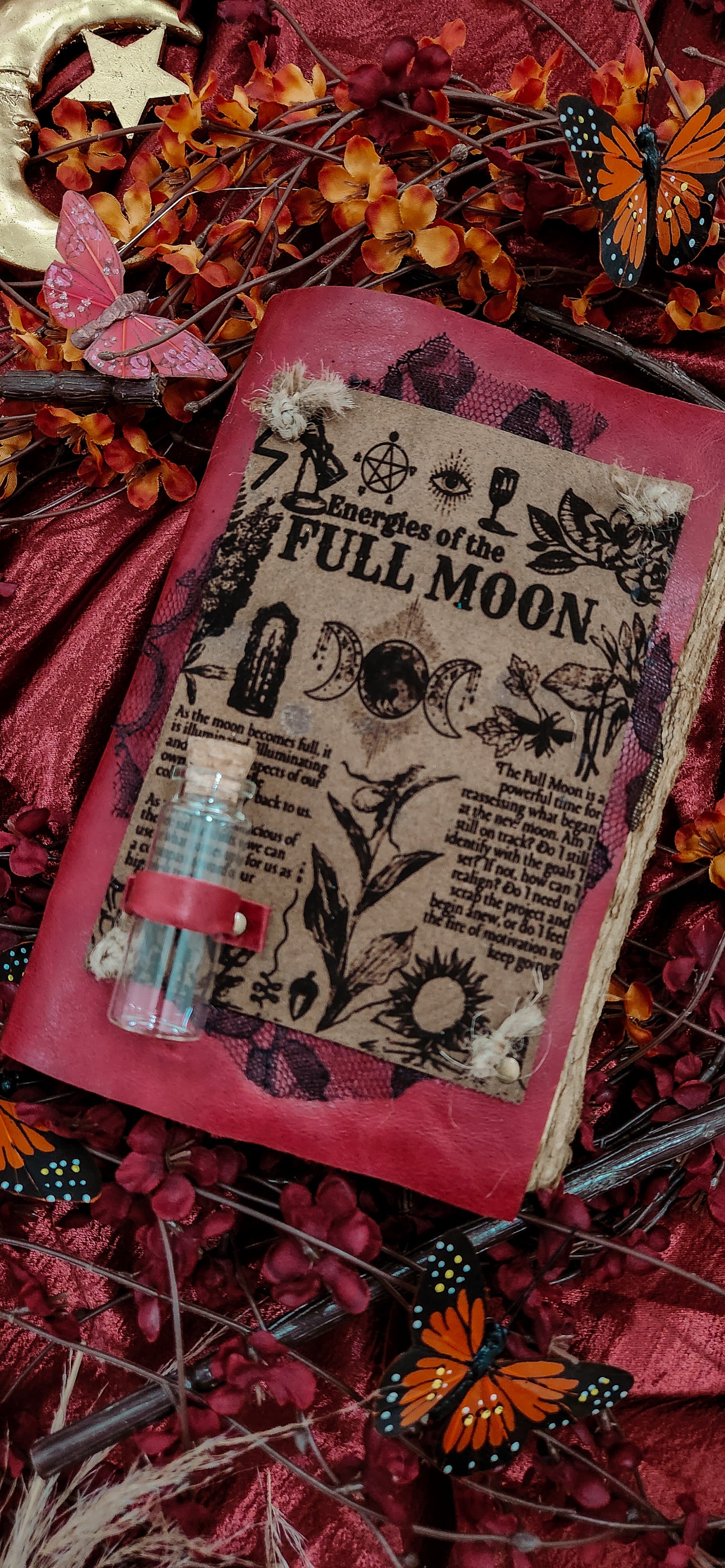 Red Full Moon leather journal & sketchbook