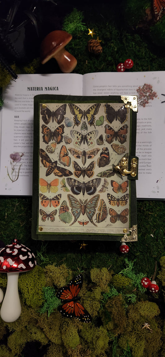 Butterfly illustration leather journal