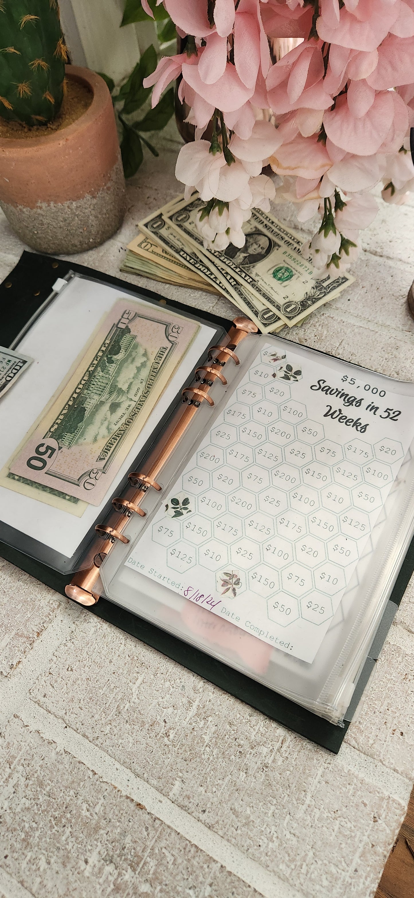 Abundance Savings Goal Leather Binder