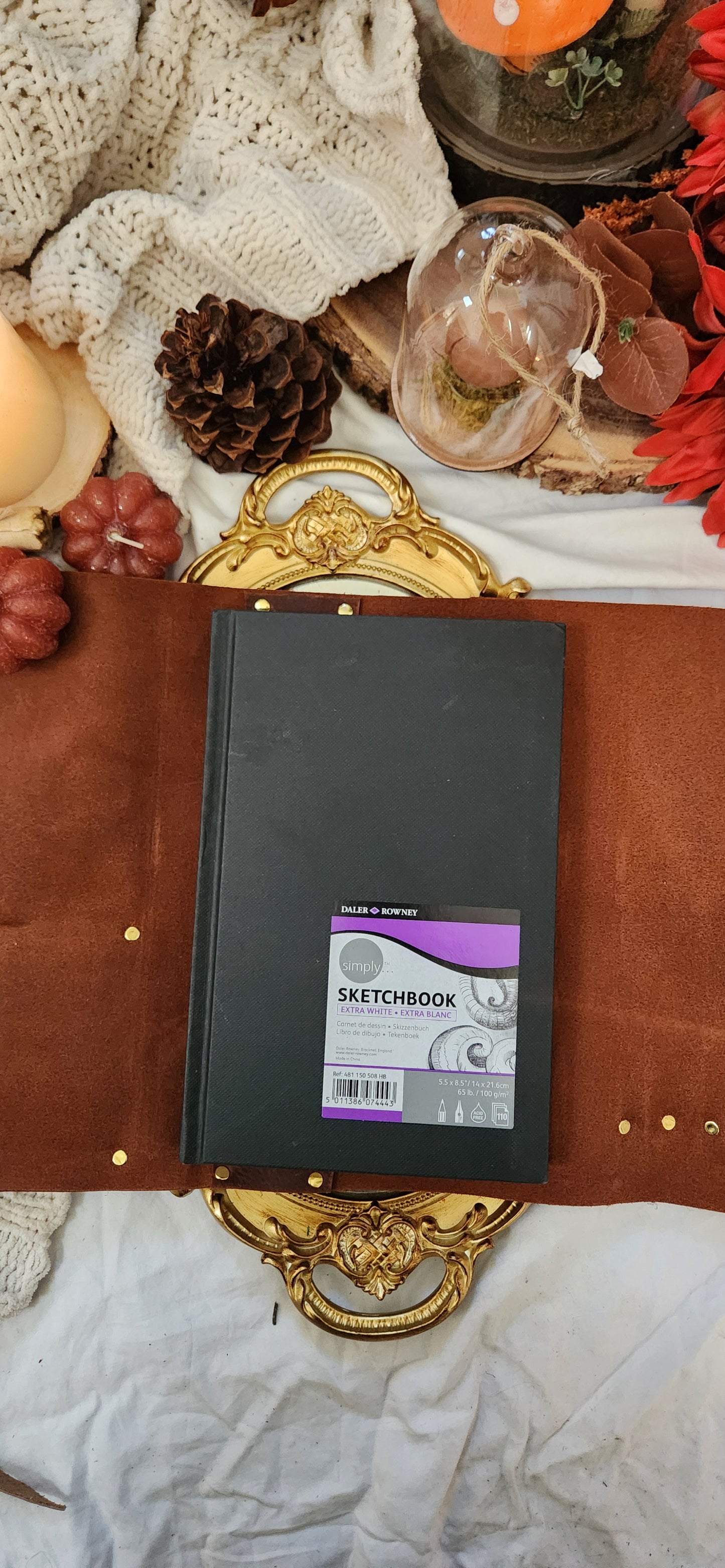 Refillable leather journal sleeve