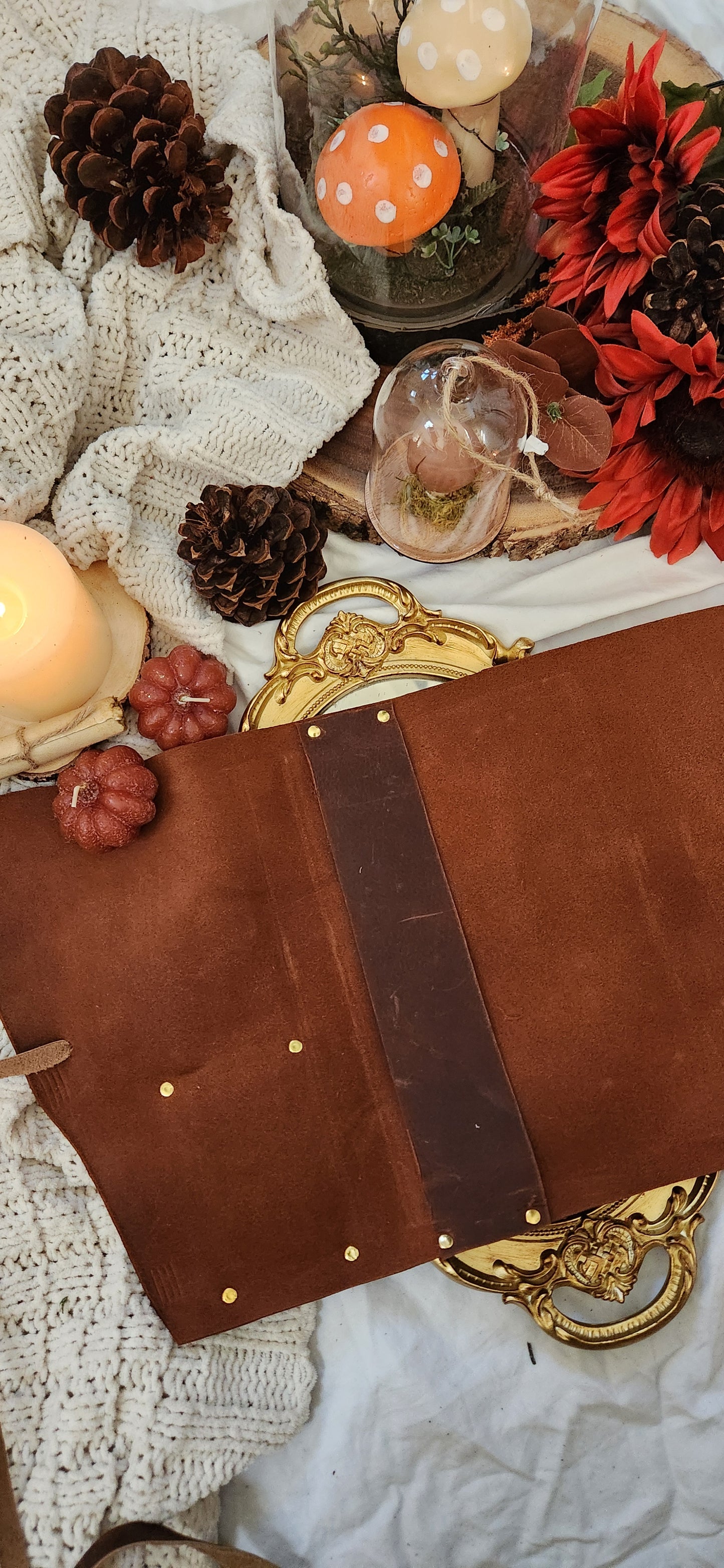 Refillable leather journal sleeve