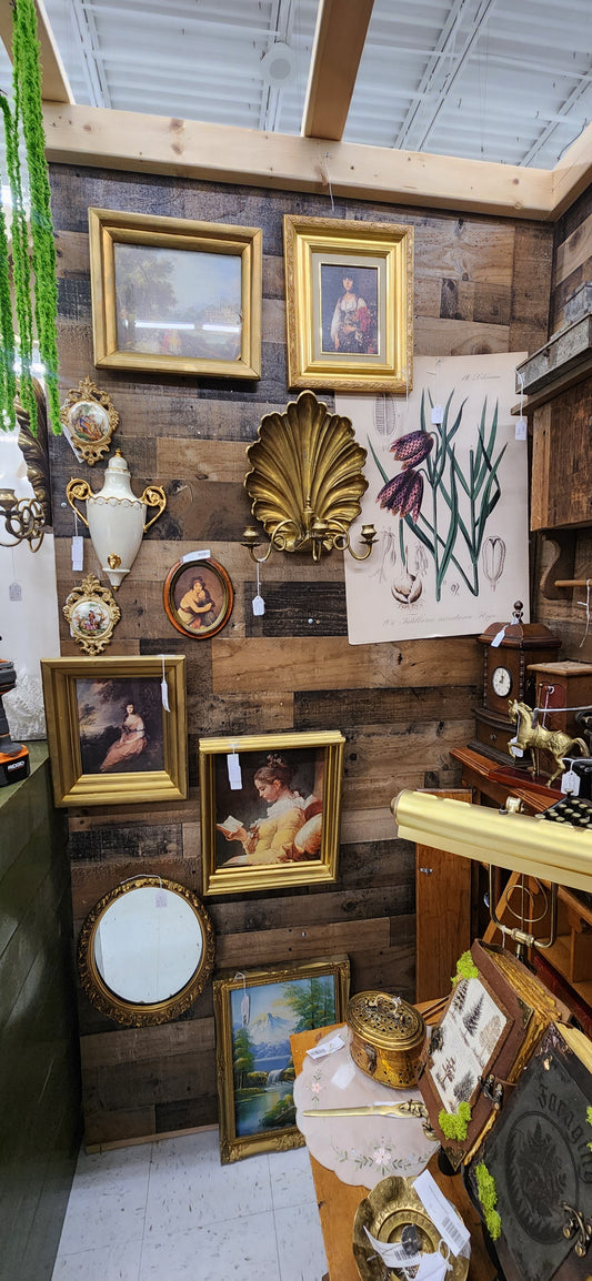 Vintage brass shell sconces