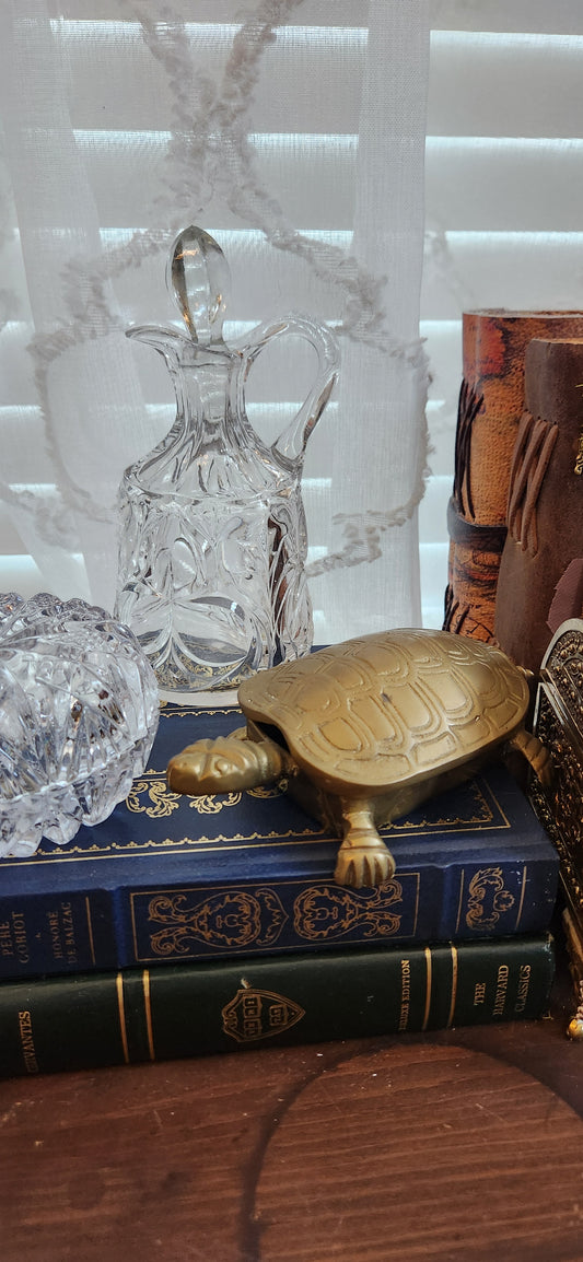 vintage Toile de Jouy & Brass turtle