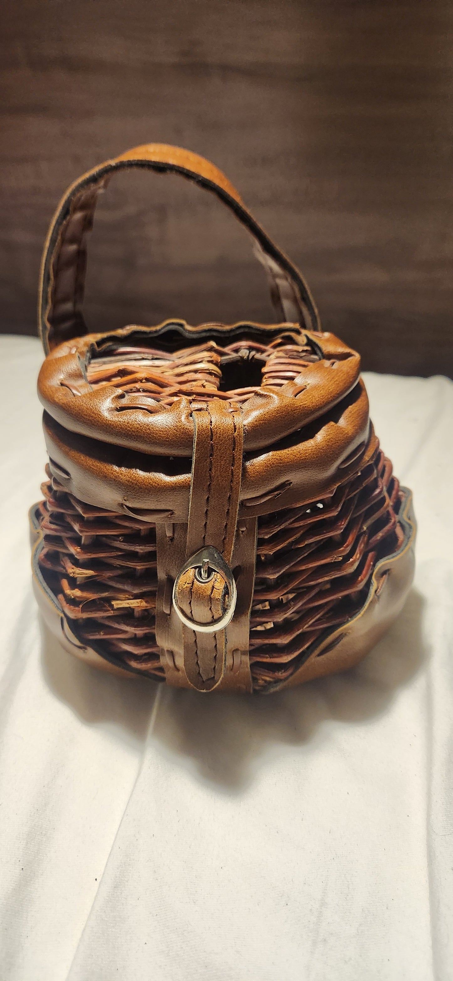 Vintage wicker belt basket