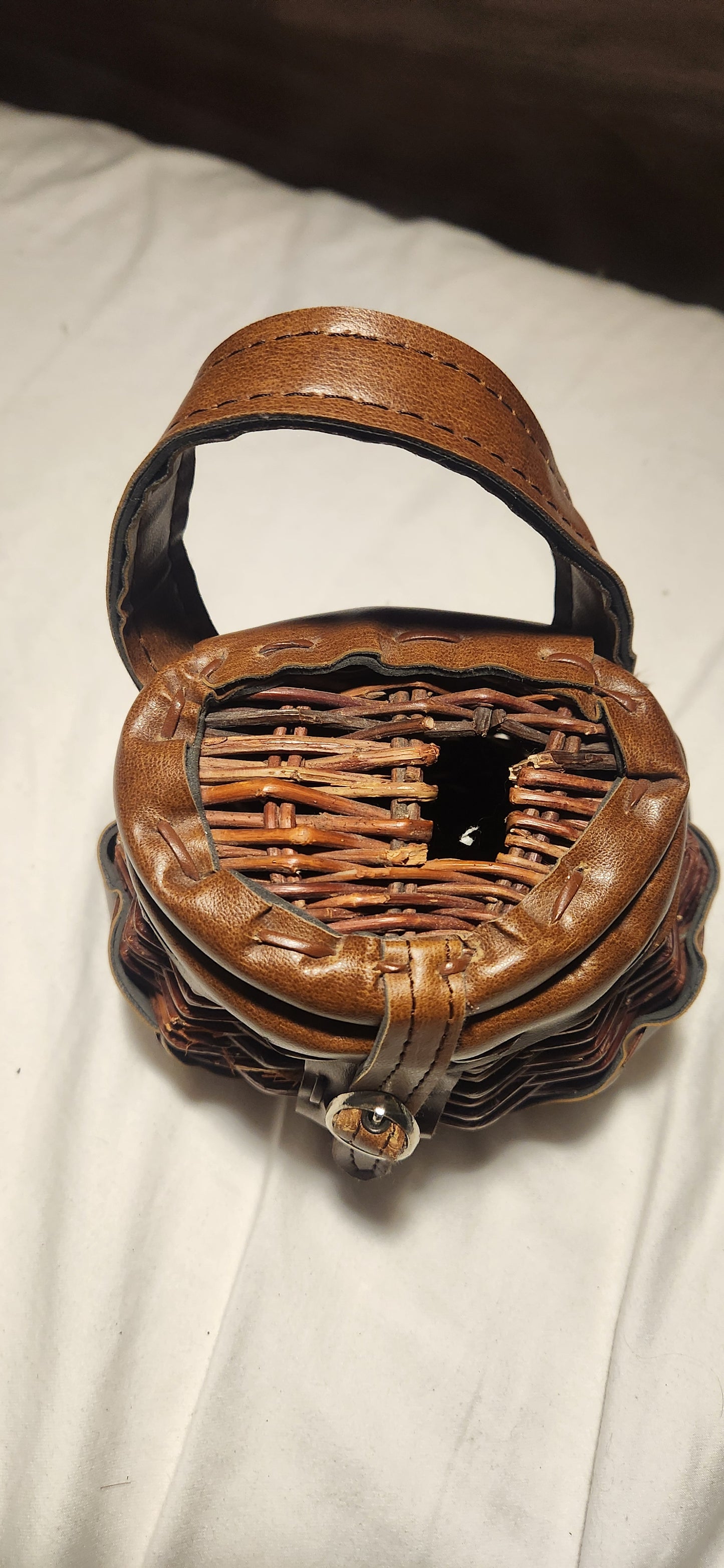 Vintage wicker belt basket