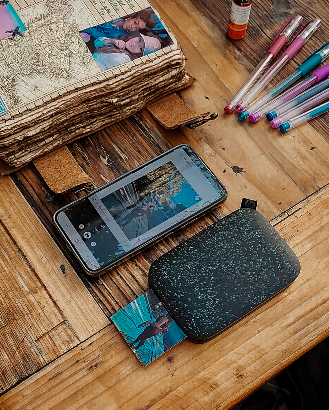 Portable Photo Printer for leather journal