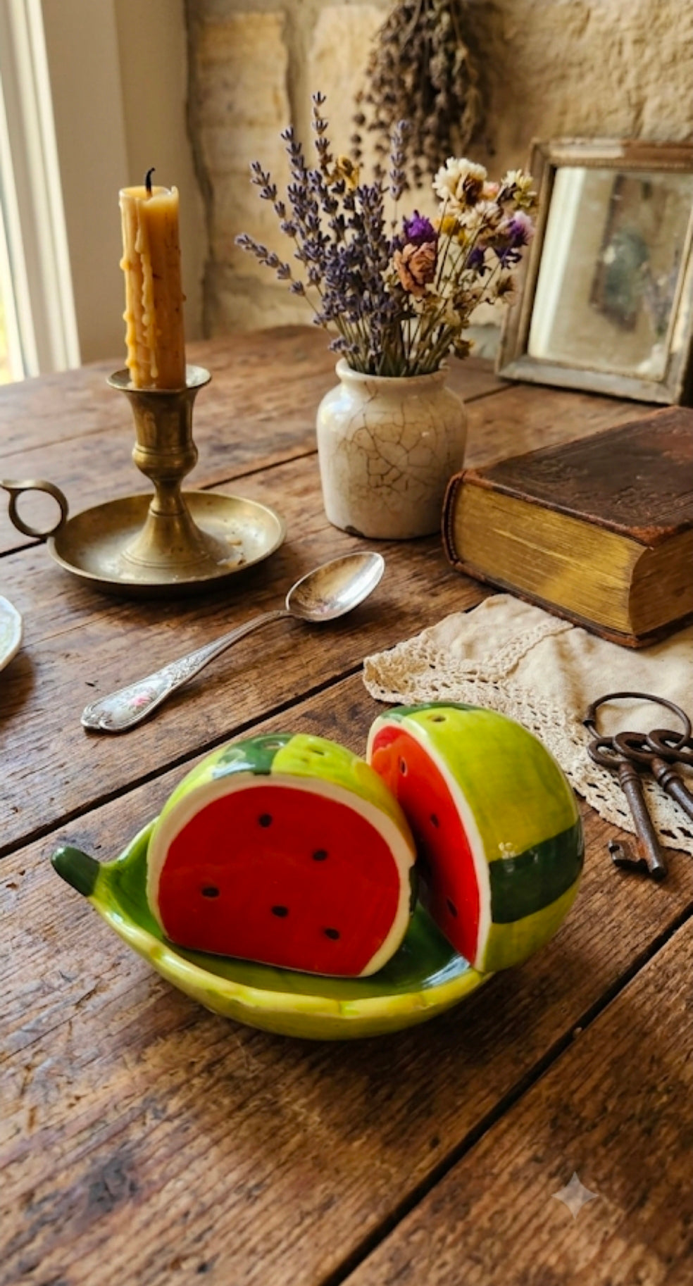 1970s Japanese watermelon salt and pepper shakers