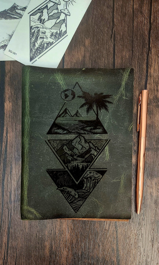 Ocean & mountains leather sketchbook journal