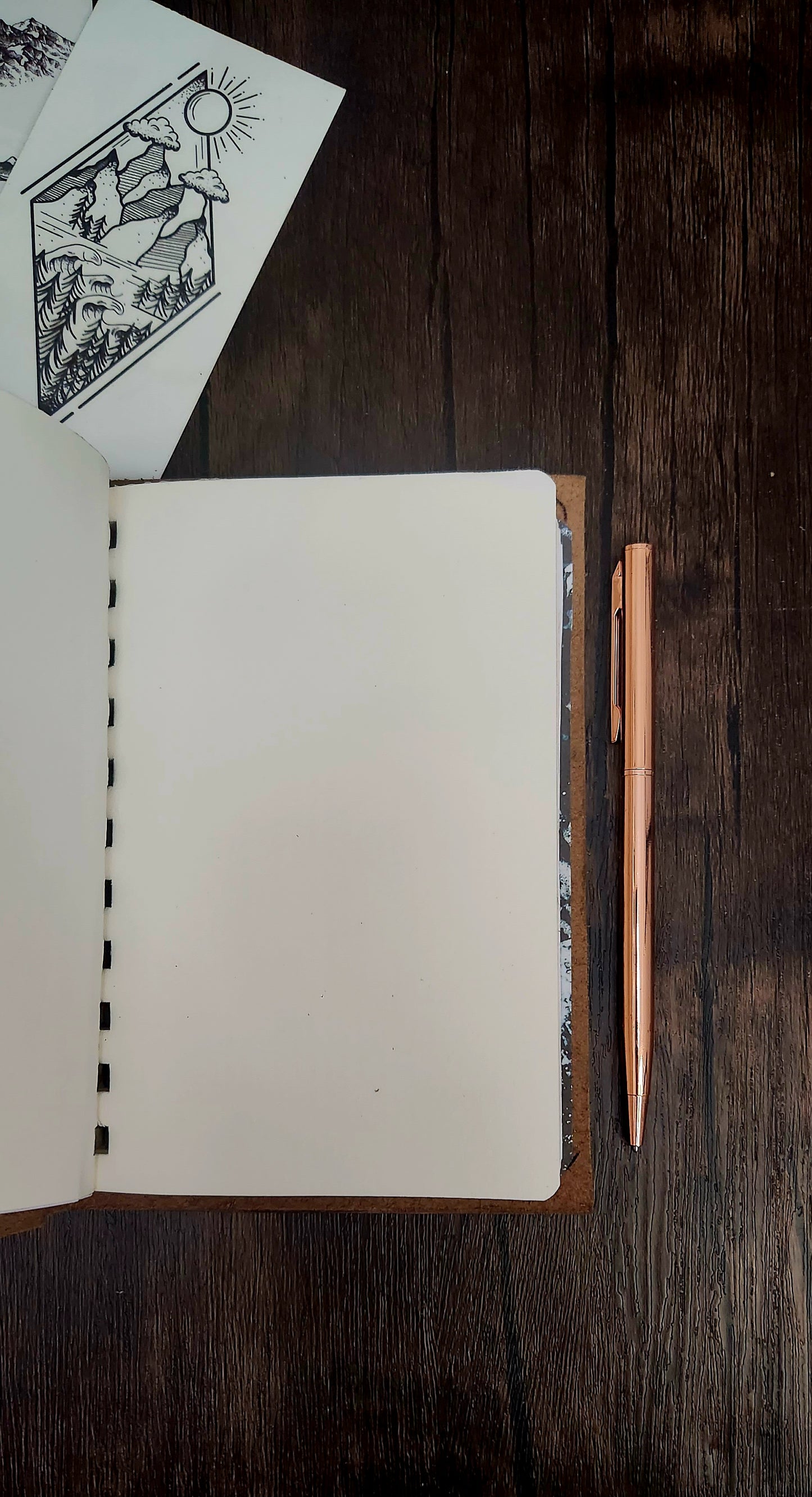 Ocean & mountains leather sketchbook journal