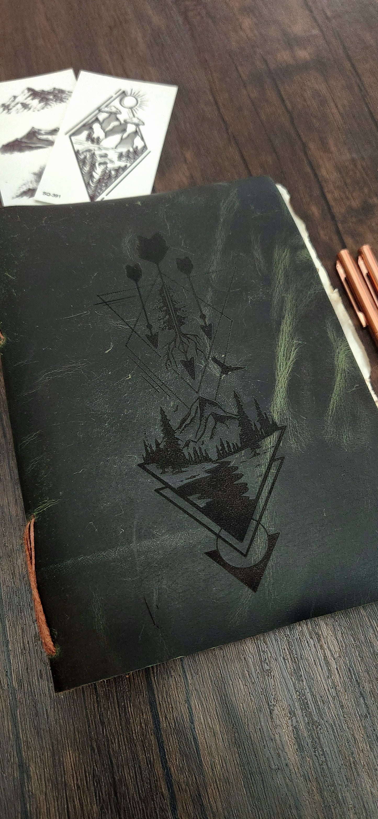 Antiqued leather sketchbook journal